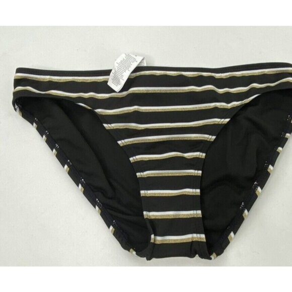 Ralph Lauren $56 Dylan Striped Bikini Bottoms Black Size 12 - Picture 1 of 5